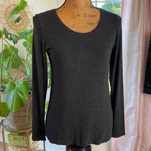Eileen Fisher Black Charcoal Italian Yarn Top Tee Sz S
